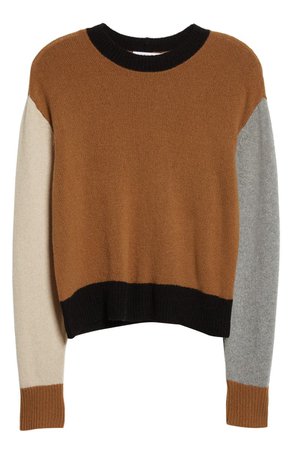 FRAME Colorblock Cashmere Crewneck Sweater | Nordstrom