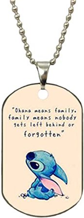 Amazon.com: Lilo & Stitch Inspired Design Fashion Dog Tag Necklace Stainless Steel ID Tags Pendant Necklace with 24" inches Bead Chain Charm: Jewelry