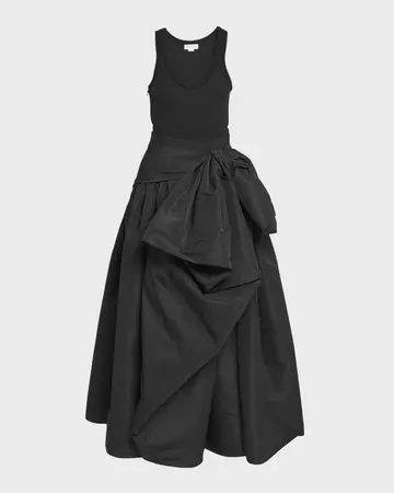 Alexander McQueen Ruched Full Skirt Gown with Bow Detail | Neiman Marcus