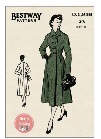 1940's Double Breasted Princess Coat Pattern