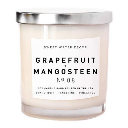 Amazon.com: Grapefruit and Mangosteen Natural Soy Wax Candle White Jar Grapefruit Tangerine Pineapple Apple Peach Berry Fruit Essential Oil Candle Summer Scent Lead Free Cotton Wick Rustic Modern Made in USA: Handmade