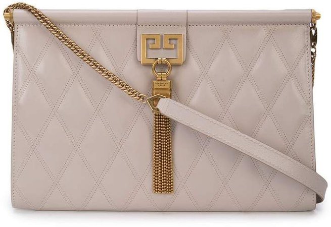 quilted logo clutch bag