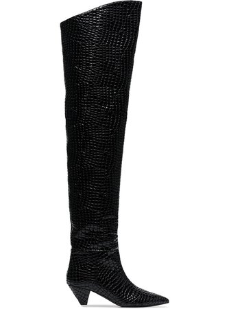 Attico black crocodile print 45 leather over-the-knee boots £990 - Shop SS19 Online - Fast Delivery, Free Returns