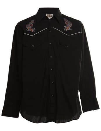 Men's 1980s Black Western Shirt Black, L | Beyond Retro - E00610556