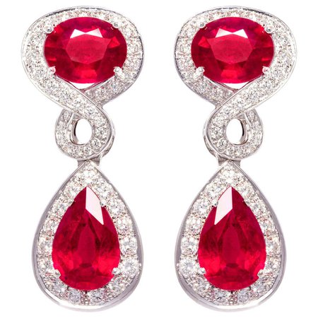 Ella Gafter Ruby and Diamond Drop Earrings For Sale at 1stDibs