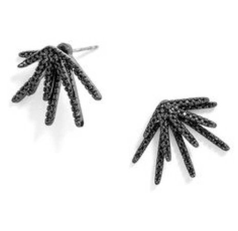 black pave spike jacket earrings