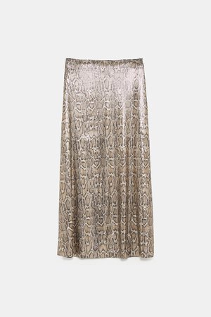SNAKESKIN PRINT SKIRT WITH SEQUINS - View All-SKIRTS-WOMAN | ZARA United States
