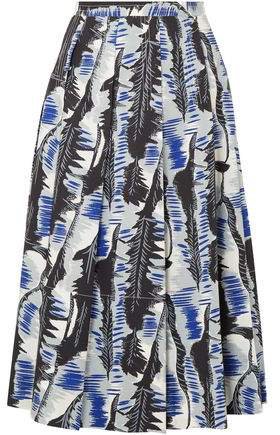 Printed Pleated Cotton-poplin Midi Skirt