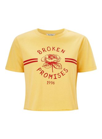 Ochre 'Broken Promises' Slogan T-Shirt - Tops - Clothing - Miss Selfridge