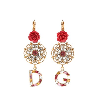 Dolce & Gabbana - Crystal and resin floral earrings | Mytheresa