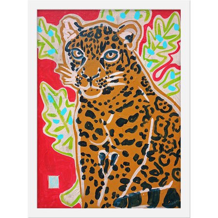 Small "Red Jaguar" Print by Jelly Chen, 15" X 20" | Chairish