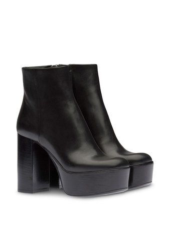 Black Miu Miu square-toe platform ankle boots - Farfetch