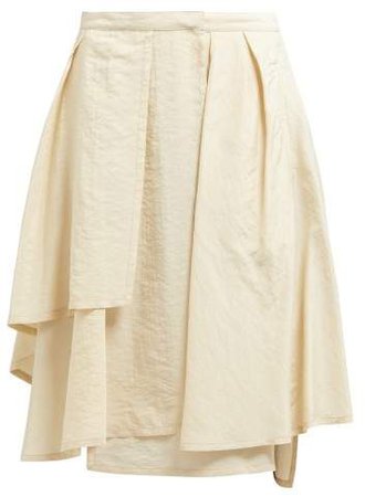 Silk Blend Wrap Skirt - Womens - Beige