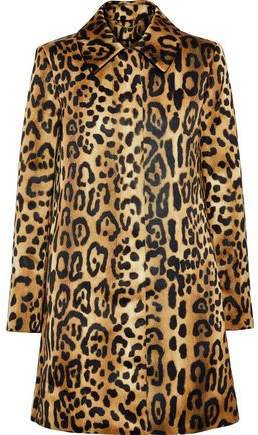 Leopard-print Duchesse-satin Coat