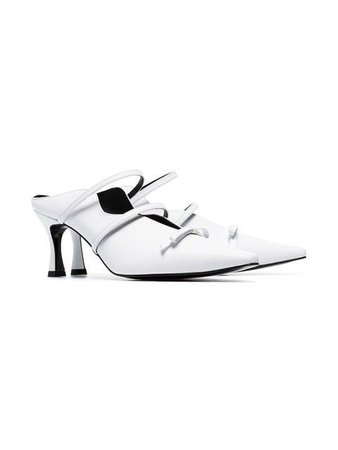 Yuul Yie white Judith 70 bow embellished mules $336 - Shop SS19 Online - Fast Delivery, Price