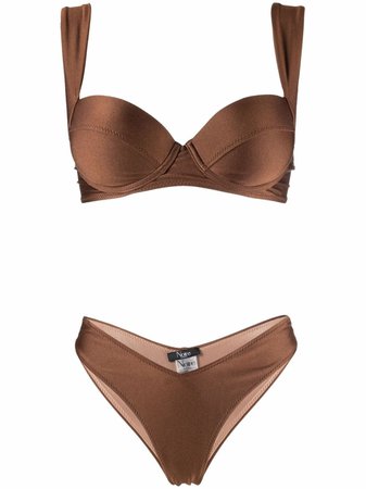 Shop Noire Swimwear satin-finish balconette-style bikini set with Express Delivery - FARFETCH