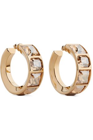 Chloé | Tilly gold-tone crystal hoop earrings | NET-A-PORTER.COM