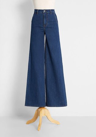 ModCloth Wow Factor Wide-Leg Jeans in Medium Blue | ModCloth