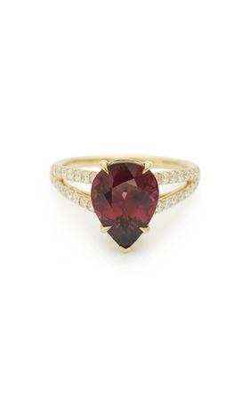 All My Heart 18k Yellow Gold Rhodolite, Diamond Ring By Yi Collection | Moda Operandi