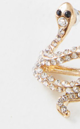 Gold Diamante Snake Stud Earrings      | PrettyLittleThing
