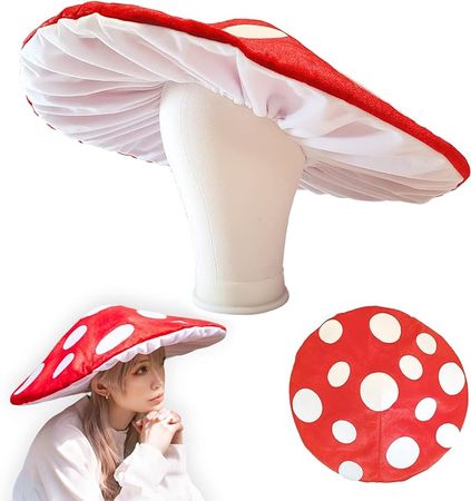Amazon.com: Dreamstall Mushroom Hat Costume Cosplay Accessory Party Hat Cap, Oversized with Wired Brim (Red) : Home & Kitchen
