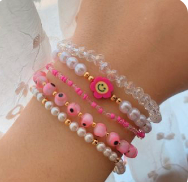 cute pink bracelet stack