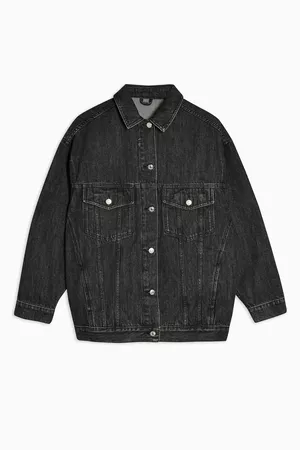 Super Oversized Washed Black Denim Dad Jacket | Topshop
