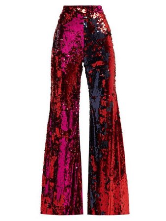 Pink and red bell bottom sequence pants