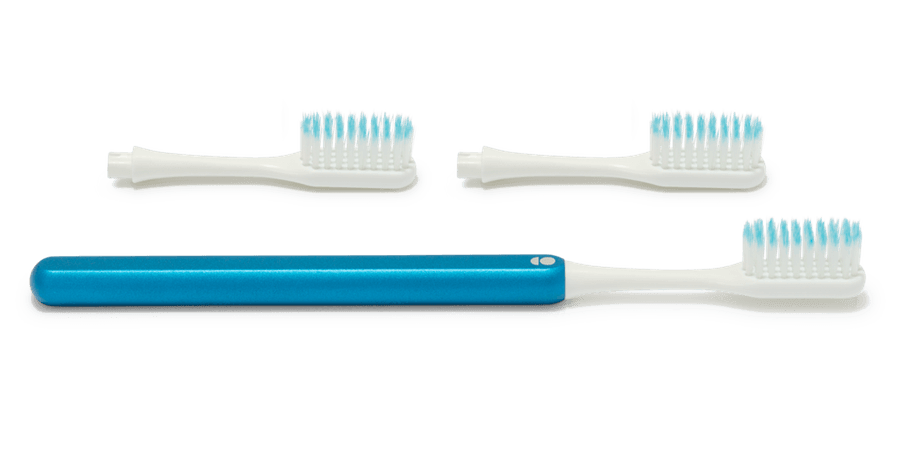 Grin Eco Friendly Manual Toothbrush – Blue Handle + 3 Brush Heads – Grin Toothbrush