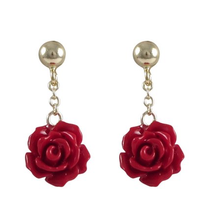 long red rose earrings - Google Search