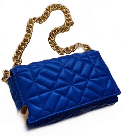 Shein blue quilted with gold chain