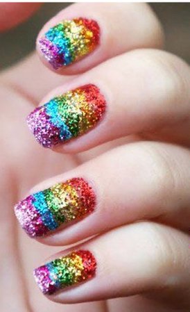 rainbow glitter nails