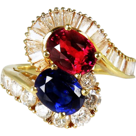 Sapphire Ruby Swirl Wedding Ring