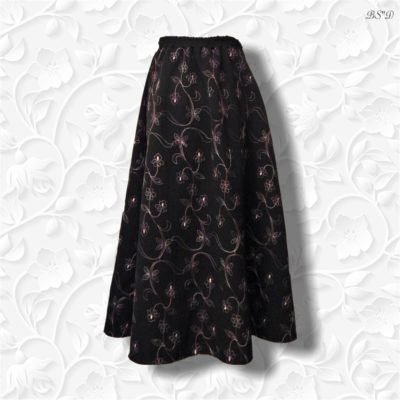 Long A-line Skirt Embroidered Floral - Modest Anytime