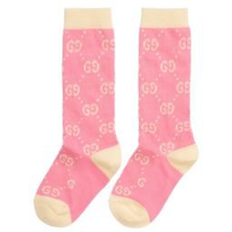 Gucci - Pink Cotton GG Long Socks | Childrensalon