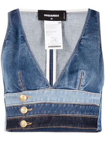 Shop Dsquared2 patchwork denim tank top with Express Delivery - FARFETCH