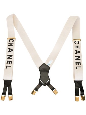Chanel Pre-Owned logo-printed Suspenders - Farfetch