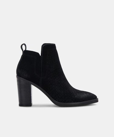 SIRANO BOOTIES IN ONYX SUEDE – Dolce Vita