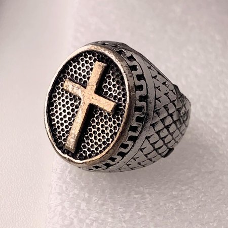 A retro chunky cross ring. This ring is adjustable... - Depop