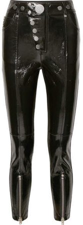 Glossed-leather Skinny Pants - Black