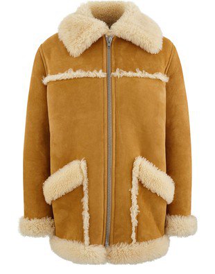 Zip-up coat in bouclé Merino wool and suede | CELINE | 24S