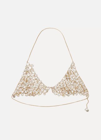 Alighieri | Gold-plated pearl triangle bra | NET-A-PORTER.COM
