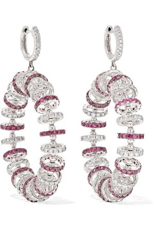 Ofira | 18-karat white gold, ruby and diamond earrings | NET-A-PORTER.COM