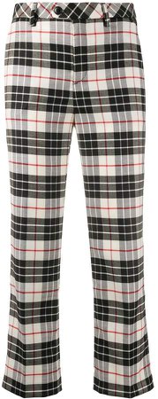 check-print cropped trousers