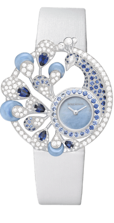 Boucheron, AJOURÉE HÉRA JEWELRY WATCH Watch in white gold set with diamonds, blue sapphires and chalcedonies