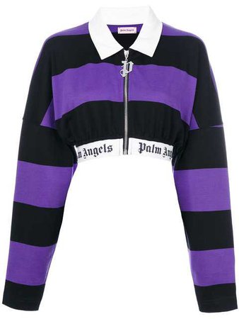 palm angels purple striped cropped jacket
