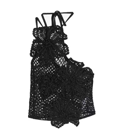 Cult Gaia Black Nazanin Halterneck Crochet-Knit Top