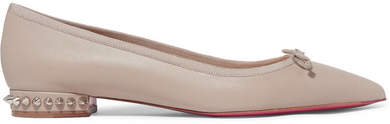 Hall Spiked Leather Point-toe Flats - Beige