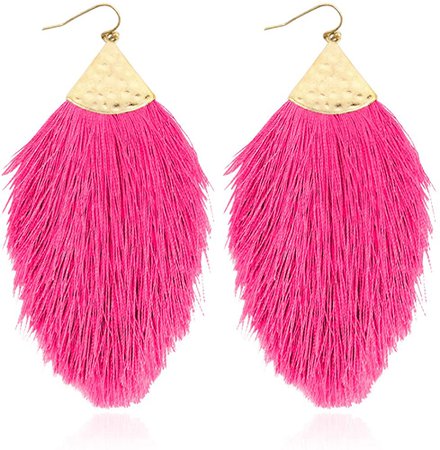 Amazon.com: Bohemian Silky Thread Fan Fringe Tassel Statement Earrings - Lightweight Strand Feather Shape Dangles (Bohemian Fringe - Mint): Clothing
