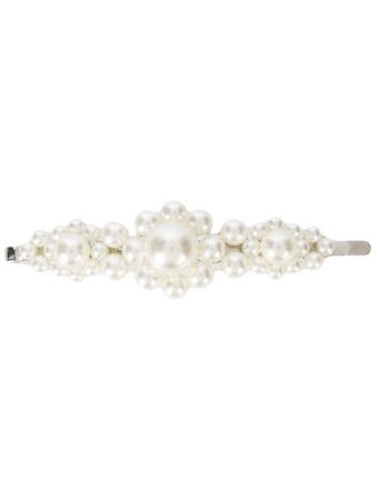 Shop white Simone Rocha pearl embellished hair clip with Express Delivery - Farfetch